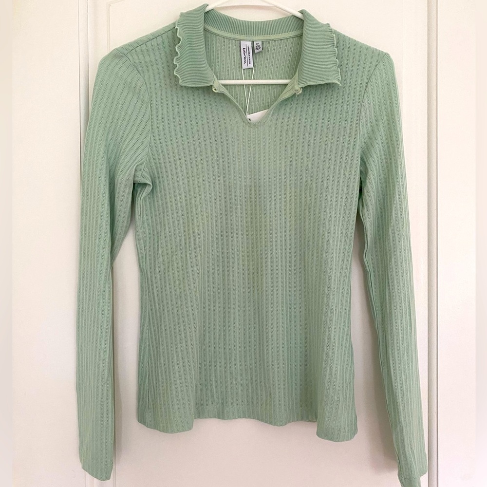 & Other Stories Mint Green Long Sleeve Top Small